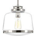PROGRESS LIGHTING P500061-104 Polished Nickel Judson Collection One-Light Polished Nickel Clear Glass Farmhouse Pendant Light