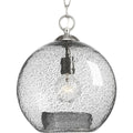 PROGRESS LIGHTING P500063-009 Brushed Nickel Malbec Collection One-Light Brushed Nickel Clear Textured Glass Global Pendant Light
