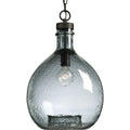 PROGRESS LIGHTING P500064-020 Antique Bronze Zin Collection One-Light Antique Bronze Recycled Blue Textured Glass Global Pendant Light
