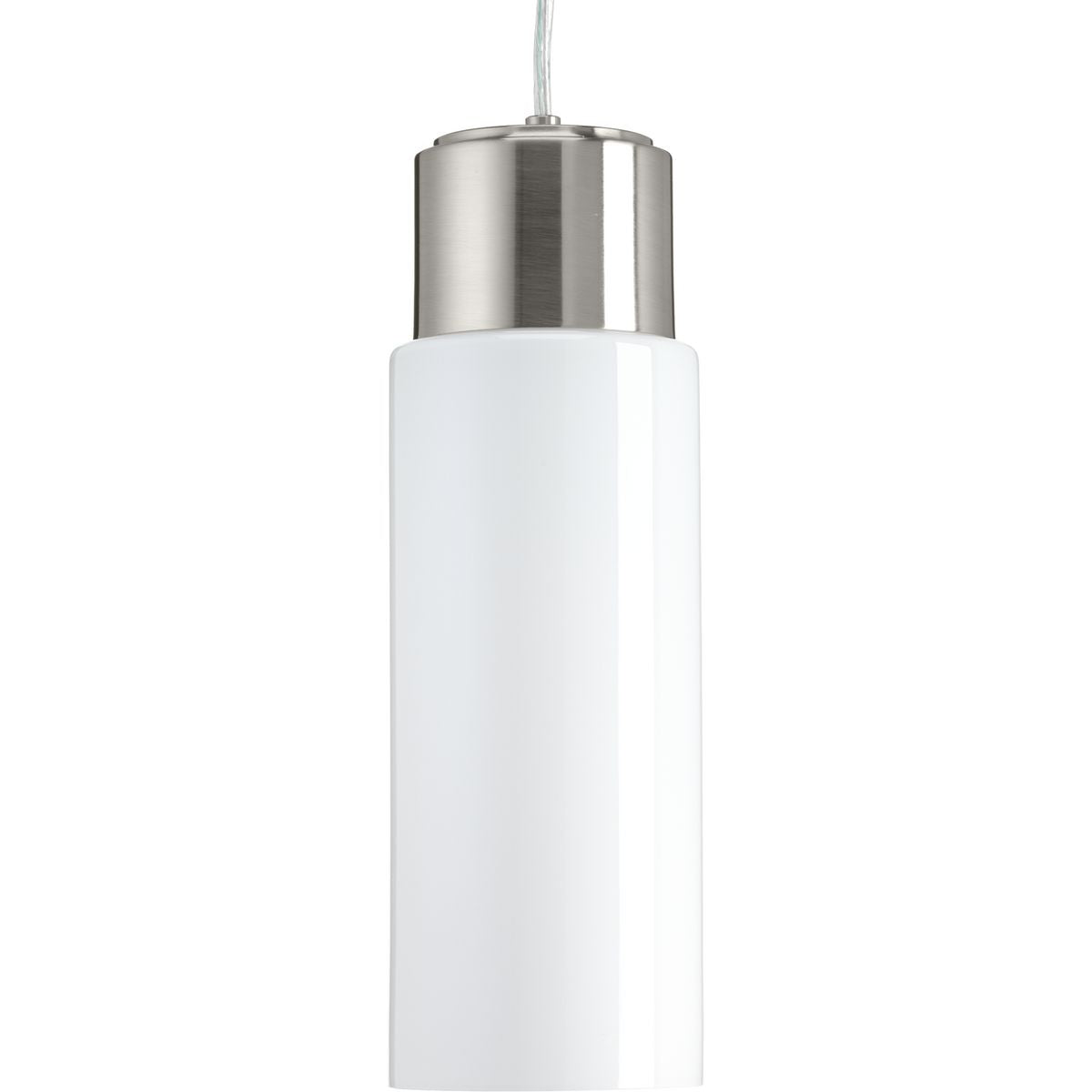 PROGRESS LIGHTING P500065-009-30 Brushed Nickel Neat LED Collection One-Light Brushed Nickel Glossy Opal Glass Coastal Pendant Light