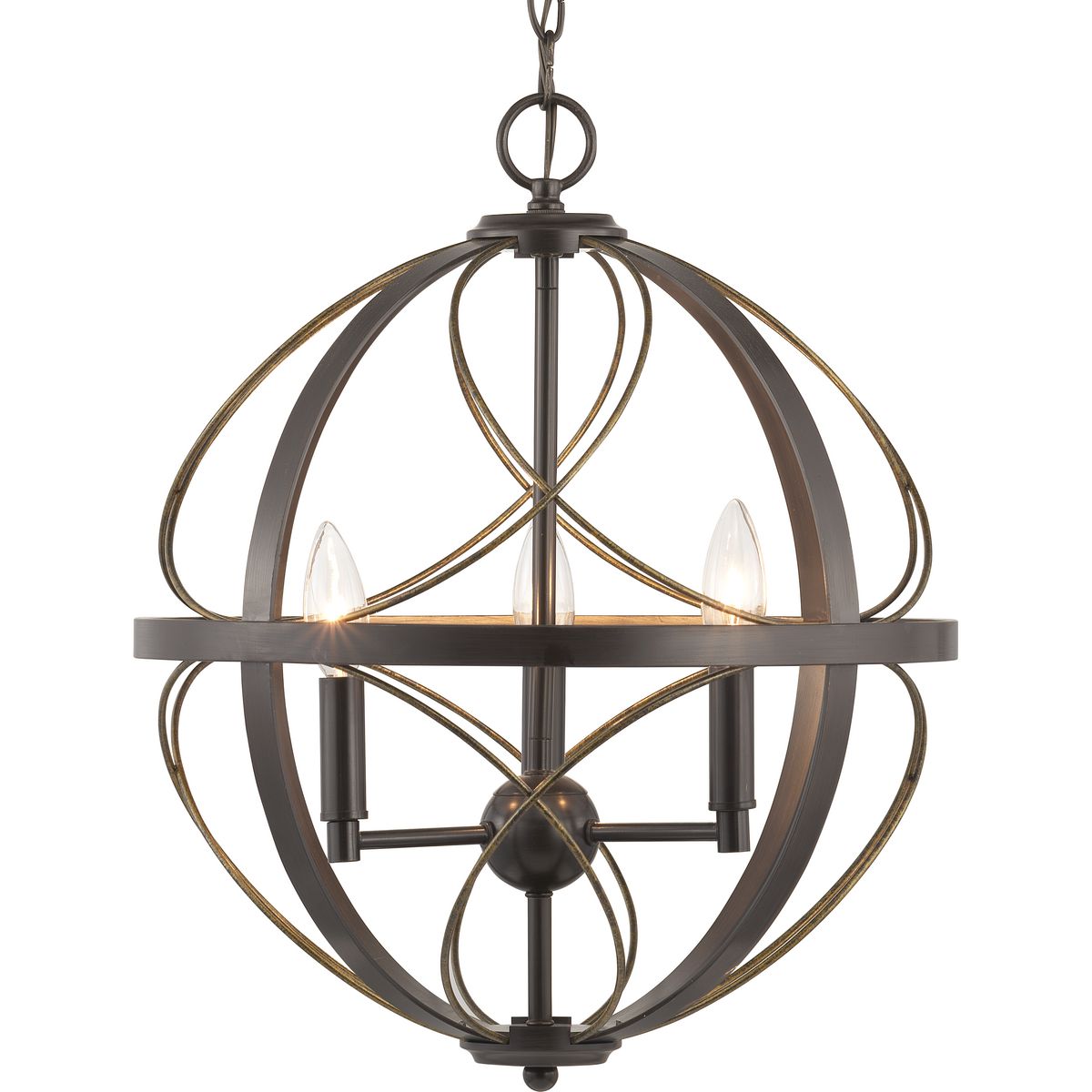 PROGRESS LIGHTING P500068-020 Antique Bronze Brandywine Collection Three-Light Pendant