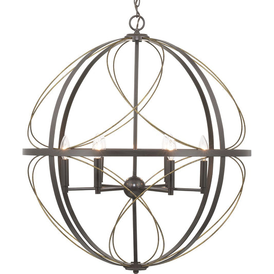 PROGRESS LIGHTING P500069-020 Antique Bronze Brandywine Collection Six-Light Pendant
