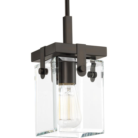 PROGRESS LIGHTING P500073-020 Antique Bronze Glayse Collection One-Light Antique Bronze Clear Glass Luxe Pendant Light