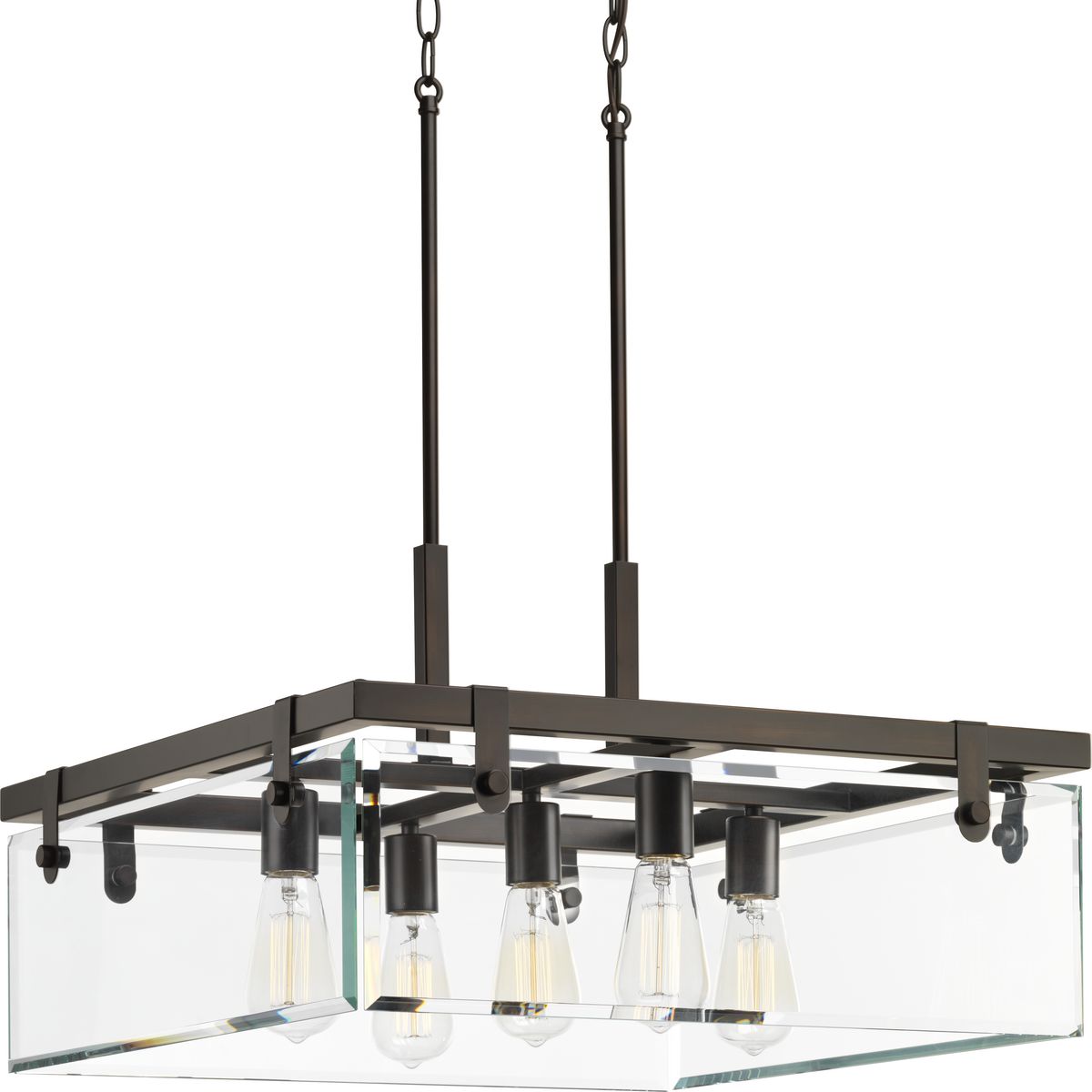 PROGRESS LIGHTING P500074-020 Antique Bronze Glayse Collection Five-Light Antique Bronze Clear Glass Luxe Pendant Light