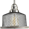 PROGRESS LIGHTING P500078-009 Brushed Nickel Tilley Collection One-Light Brushed Nickel Coastal Pendant Light