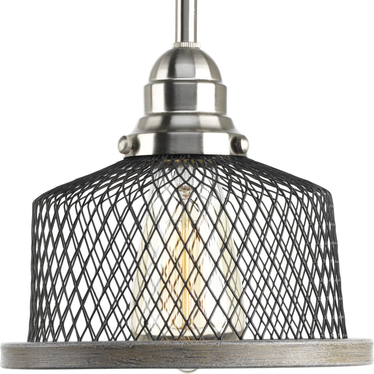 PROGRESS LIGHTING P500078-009 Brushed Nickel Tilley Collection One-Light Brushed Nickel Coastal Pendant Light