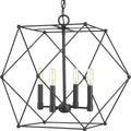 PROGRESS LIGHTING P500083-031 Matte Black Spatial Collection Four-Light Matte Black Global Pendant Light