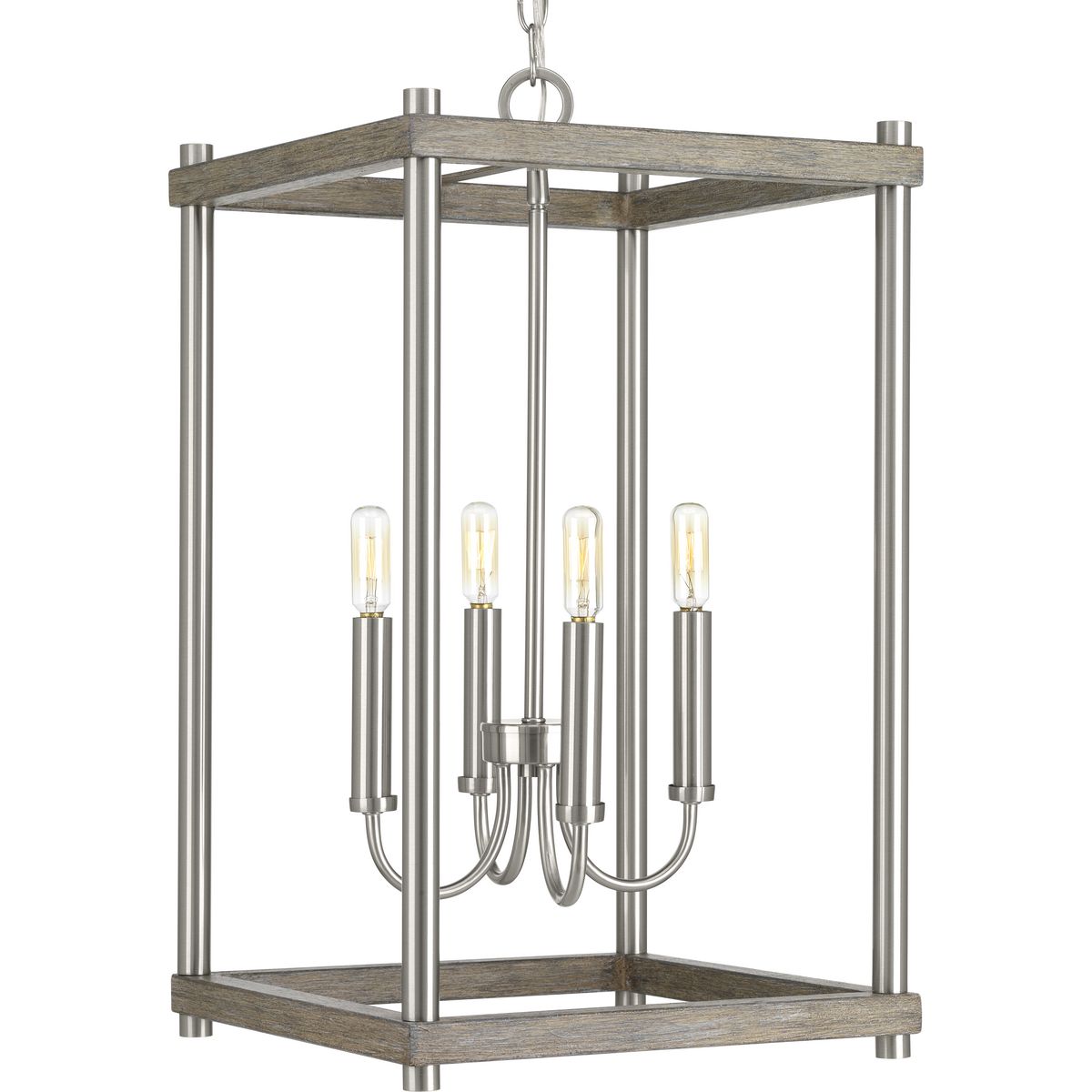 PROGRESS LIGHTING P500088-009 Brushed Nickel Fontayne Collection Four-Light Brushed Nickel Farmhouse Pendant Light