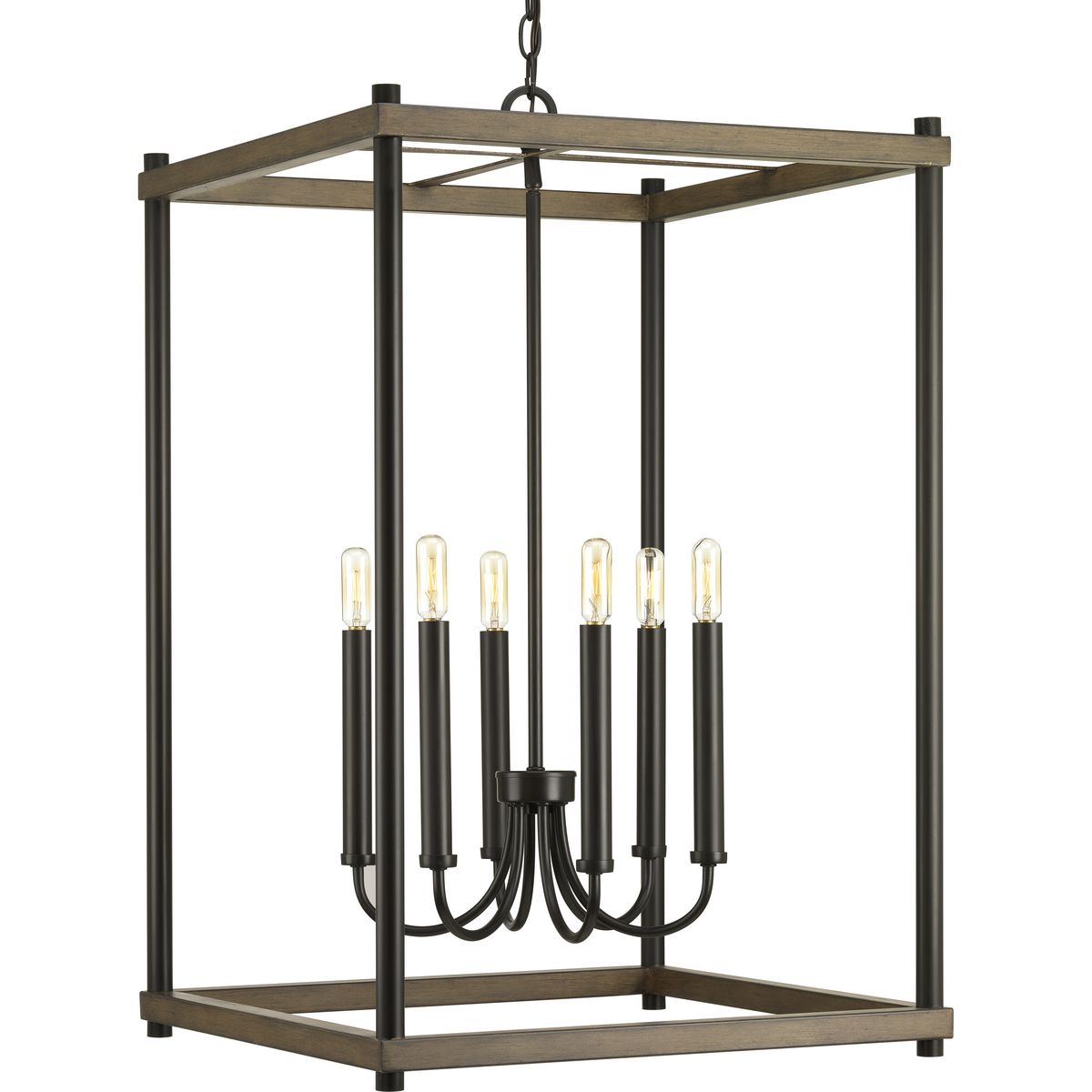 PROGRESS LIGHTING P500089-020 Antique Bronze Fontayne Collection Six-Light Antique Bronze Farmhouse Pendant Light