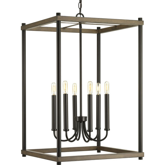 PROGRESS LIGHTING P500089-020 Antique Bronze Fontayne Collection Six-Light Antique Bronze Farmhouse Pendant Light