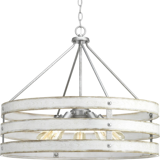 PROGRESS LIGHTING P500090-141 Galvanized Finish Gulliver Collection Five-Light Galvanized Finish Coastal Pendant Light
