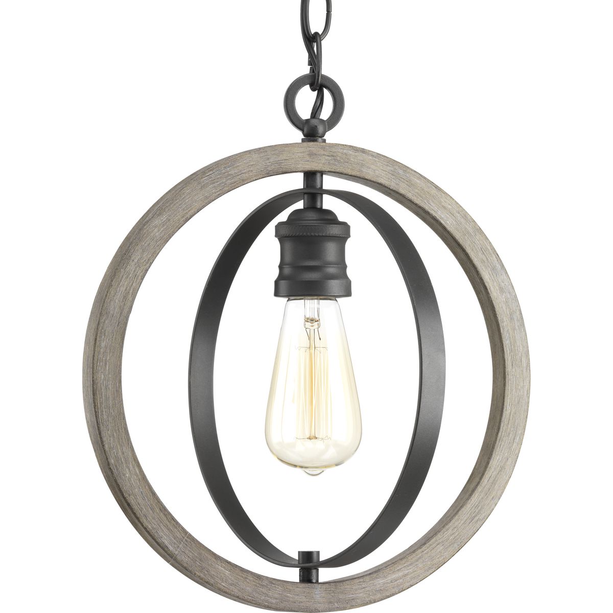 PROGRESS LIGHTING P500092-143 Graphite Conestee Collection One-Light Graphite Farmhouse Pendant Light