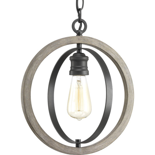 PROGRESS LIGHTING P500092-143 Graphite Conestee Collection One-Light Graphite Farmhouse Pendant Light