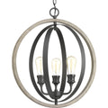 PROGRESS LIGHTING P500093-143 Graphite Conestee Collection Three-Light Graphite Farmhouse Pendant Light