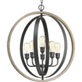 PROGRESS LIGHTING P500094-143 Graphite Conestee Collection Six-Light Graphite Farmhouse Pendant Light