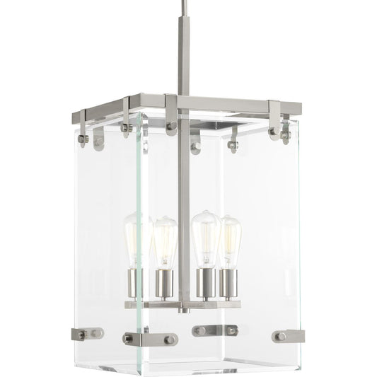 PROGRESS LIGHTING P500095-009 Brushed Nickel Glayse Collection Four-Light Pendant