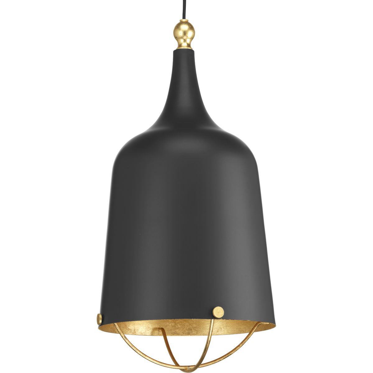 PROGRESS LIGHTING P500098-031 Matte Black Era Collection One-Light Matte Black and Gold Global Pendant Light