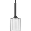 PROGRESS LIGHTING P500103-143 Graphite Kene Collection One-Light Graphite Clear Glass Craftsman Pendant Light
