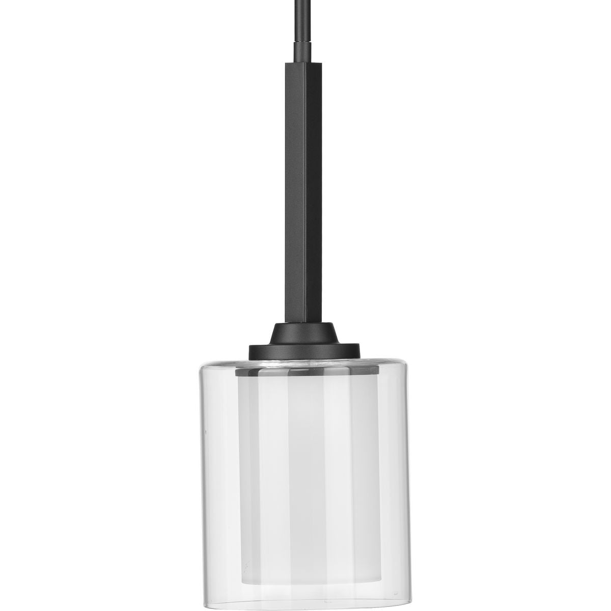 PROGRESS LIGHTING P500103-143 Graphite Kene Collection One-Light Graphite Clear Glass Craftsman Pendant Light