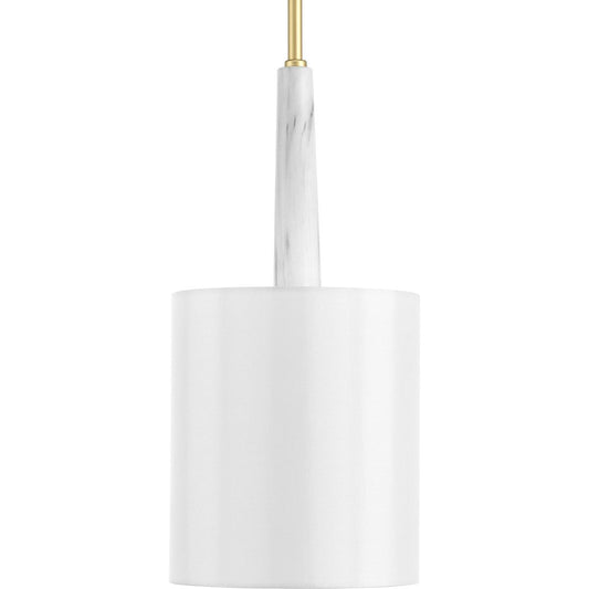 PROGRESS LIGHTING P500107-078 Vintage Gold Palacio Collection One-Light Vintage Gold White Silk Shade Luxe Pendant Light