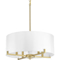 PROGRESS LIGHTING P500108-078 Vintage Gold Palacio Collection Four-Light Vintage Gold White Silk Shade Luxe Pendant Light
