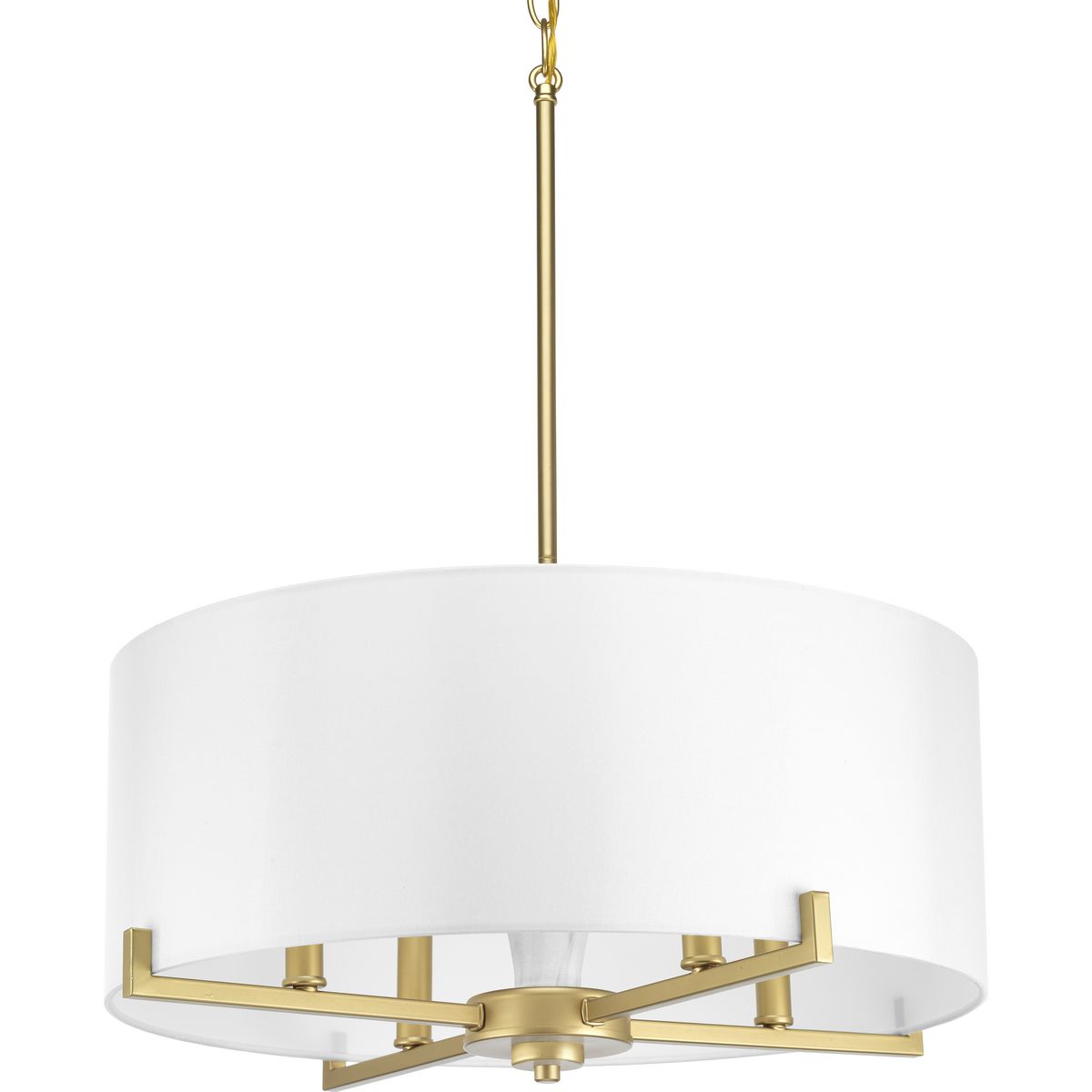 PROGRESS LIGHTING P500108-078 Vintage Gold Palacio Collection Four-Light Vintage Gold White Silk Shade Luxe Pendant Light