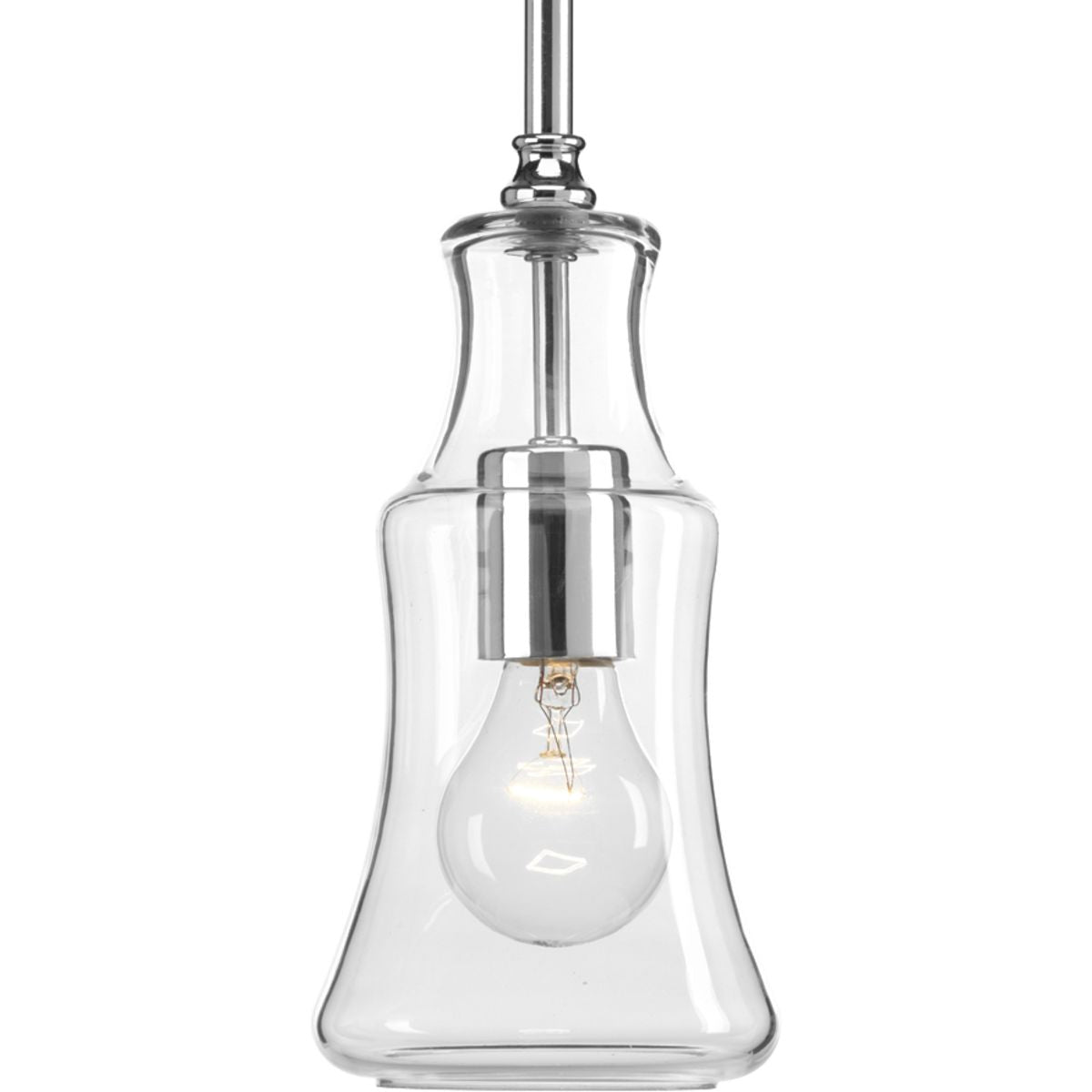 PROGRESS LIGHTING P500113-015 Polished Chrome Litchfield Collection One-Light Polished Chrome Clear Glass Coastal Pendant Light