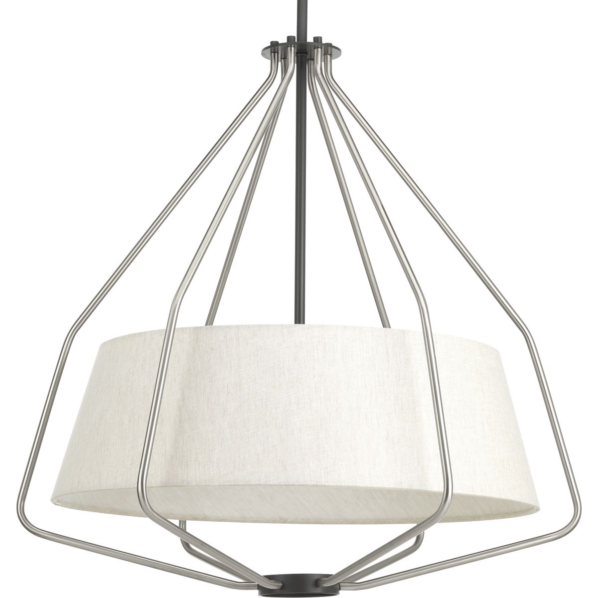 PROGRESS LIGHTING P500117-009 Brushed Nickel Hangar Collection Three-Light Brushed Nickel Mid-Century Pendant Light