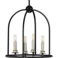PROGRESS LIGHTING P500121-031 Matte Black Seneca Collection Four-Light Matte Black Farmhouse Pendant Light