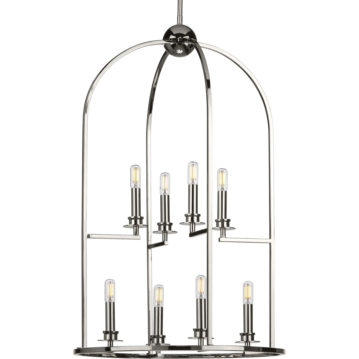 PROGRESS LIGHTING P500122-104 Polished Nickel Seneca Collection Eight-Light Polished Nickel Farmhouse Pendant Light