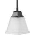 PROGRESS LIGHTING P500125-31M Matte Black Clifton Heights Collection One-Light Modern Farmhouse Matte Black Etched Glass Mini-Pendant Light