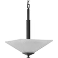 PROGRESS LIGHTING P500126-31M Matte Black Clifton Heights Collection Two-Light Modern Farmhouse Matte Black Etched Glass Inverted Pendant Light