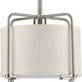 PROGRESS LIGHTING P500138-009 Brushed Nickel Kempsey Collection One-Light Brushed Nickel Summer Linen Shade Farmhouse Pendant Light