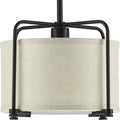 PROGRESS LIGHTING P500138-020 Antique Bronze Kempsey Collection One-Light Antique Bronze Harvest Linen Shade Farmhouse Pendant Light
