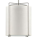 PROGRESS LIGHTING P500139-009 Brushed Nickel Kempsey Collection Three-Light Brushed Nickel Summer Linen Shade Farmhouse Pendant Light