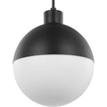 PROGRESS LIGHTING P500147-031-30 Matte Black Globe LED Collection One-Light Matte Black Opal Glass Mid-Century Modern Pendant Light