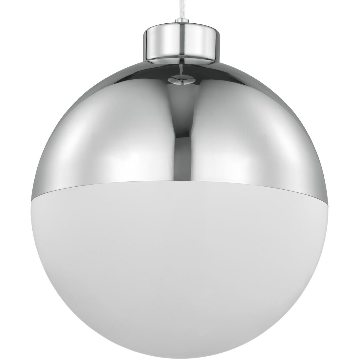PROGRESS LIGHTING P500148-015-30 Polished Chrome Globe LED Collection One-Light Polished Chrome Opal Glass Mid-Century Modern Pendant Light