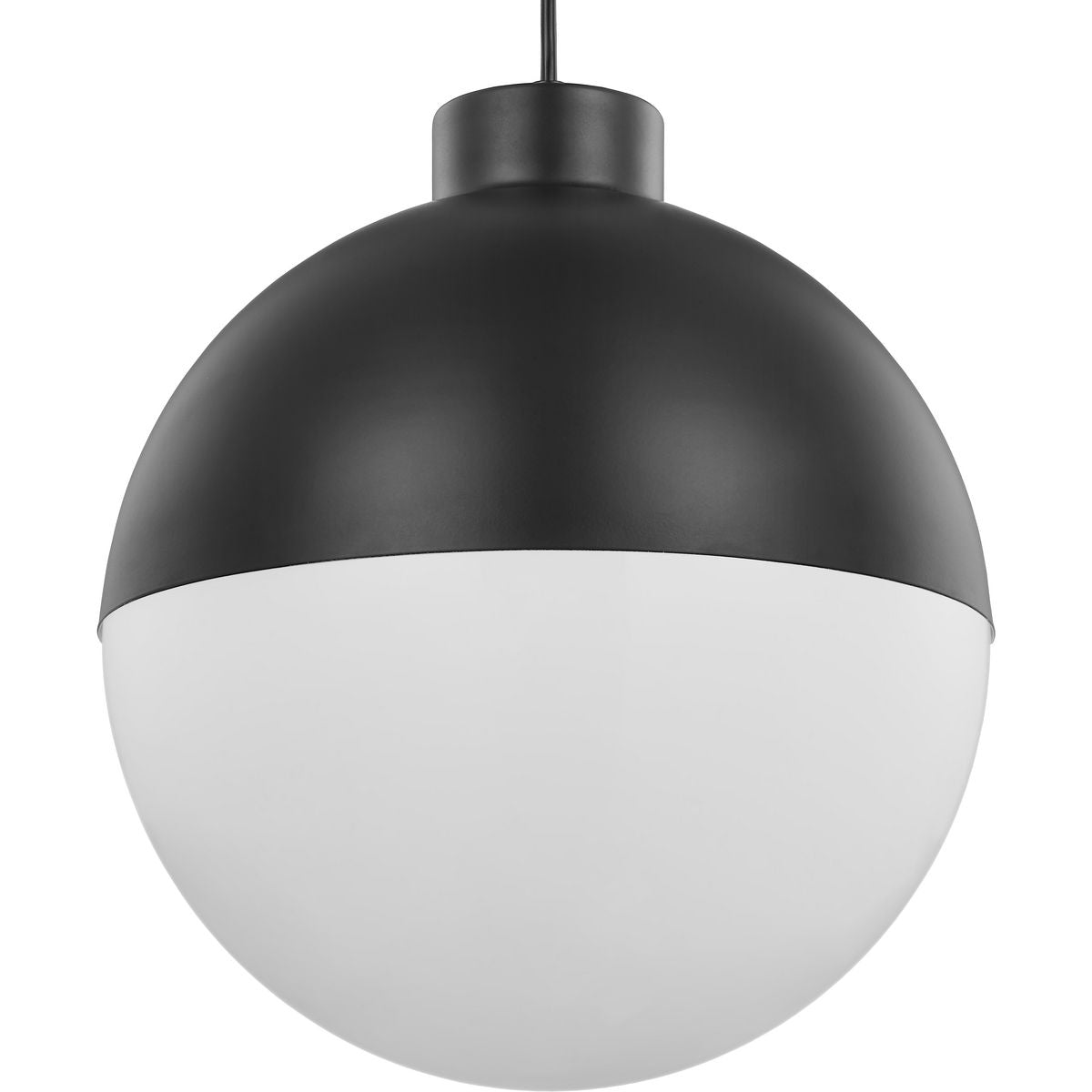 PROGRESS LIGHTING P500148-031-30 Matte Black Globe LED Collection One-Light Matte Black Opal Glass Mid-Century Modern Pendant Light