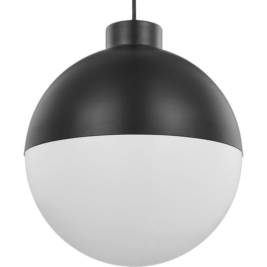 PROGRESS LIGHTING P500148-031-30 Matte Black Globe LED Collection One-Light Matte Black Opal Glass Mid-Century Modern Pendant Light