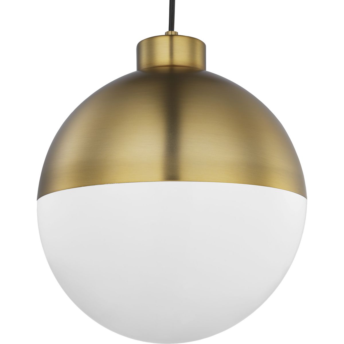 PROGRESS LIGHTING P500148-109-30 Brushed Bronze Globe LED Collection One-Light Brushed Bronze Opal Glass Mid-Century Modern Pendant Light
