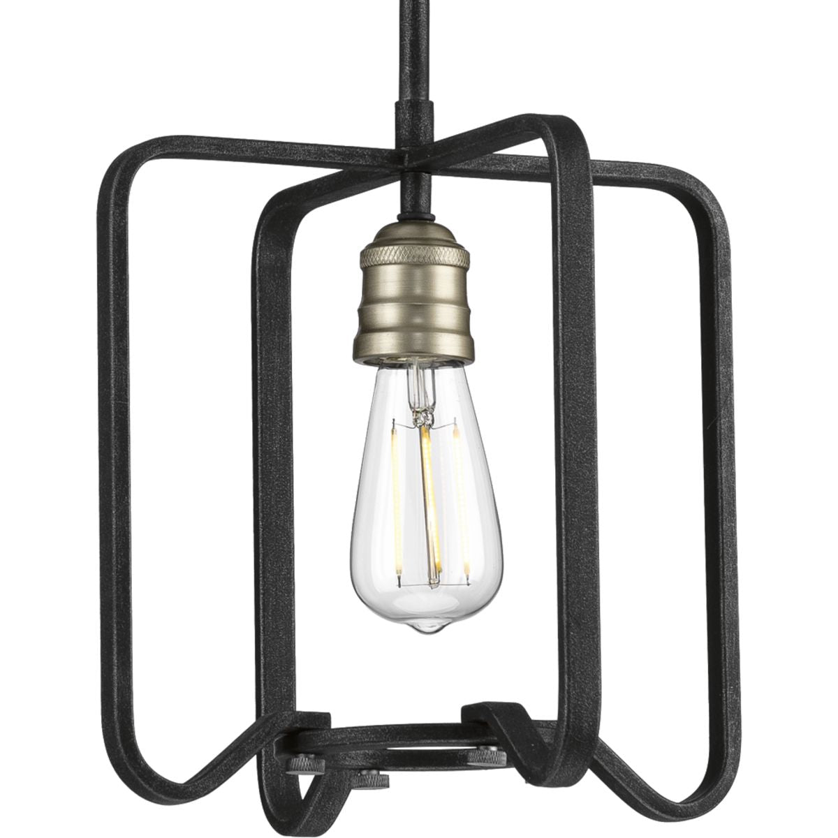 PROGRESS LIGHTING P500155-071 Gilded Iron Foster Collection One-Light Gilded Iron Farmhouse Mini-Pendant Light