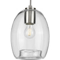 PROGRESS LIGHTING P500159-009 Brushed Nickel Caisson Collection One-Light Brushed Nickel Clear Glass Global Pendant Light