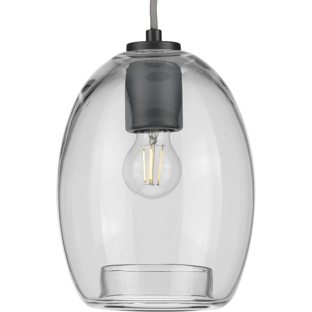PROGRESS LIGHTING P500159-143 Graphite Caisson Collection One-Light Graphite Clear Glass Global Pendant Light
