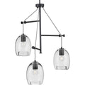 PROGRESS LIGHTING P500160-143 Graphite Caisson Collection Three-Light Graphite Clear Glass Global Pendant Light