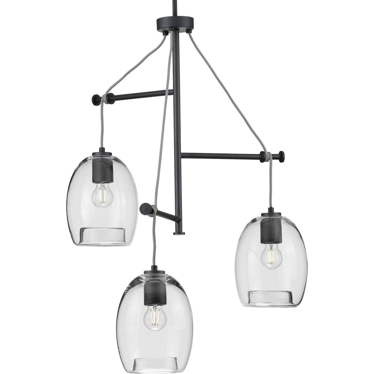 PROGRESS LIGHTING P500160-143 Graphite Caisson Collection Three-Light Graphite Clear Glass Global Pendant Light