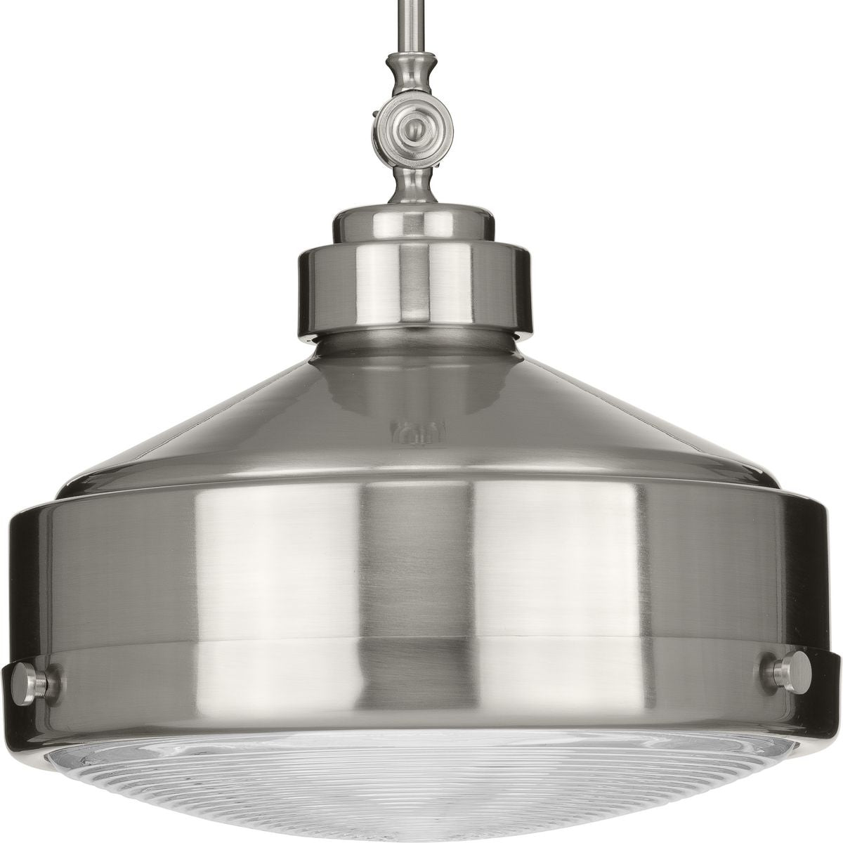 PROGRESS LIGHTING P500170-009 Brushed Nickel Loftin Collection One-Light Brushed Nickel Clear Patterned Glass Farmhouse Pendant Light