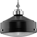 PROGRESS LIGHTING P500170-031 Matte Black Loftin Collection One-Light Matte Black Clear Patterned Glass Farmhouse Pendant Light