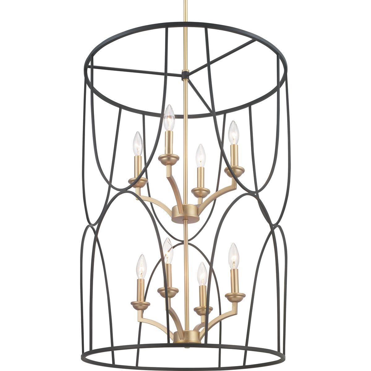 PROGRESS LIGHTING P500177-031 Matte Black Landree Collection Eight-Light Foyer