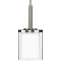 PROGRESS LIGHTING P500192-009 Brushed Nickel Mast Collection One-Light Brushed Nickel Clear Glass Coastal Mini-Pendant Light