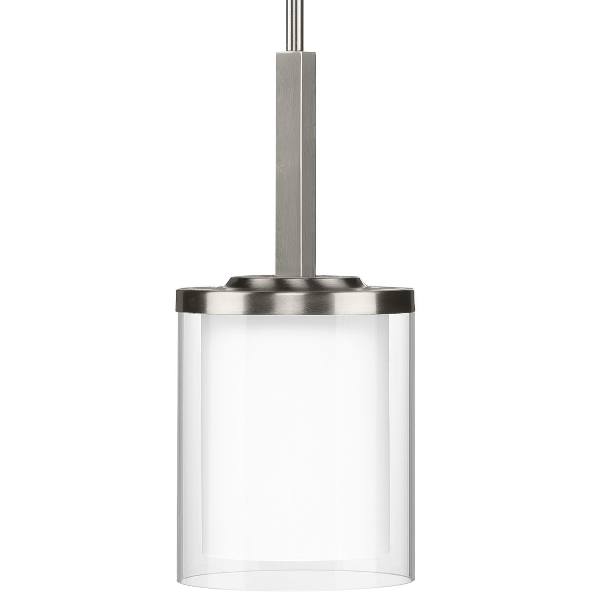PROGRESS LIGHTING P500192-009 Brushed Nickel Mast Collection One-Light Brushed Nickel Clear Glass Coastal Mini-Pendant Light